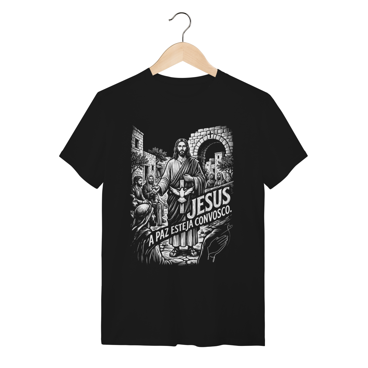 Camiseta Jesus A Paz Esteja Convosco Design Cristão