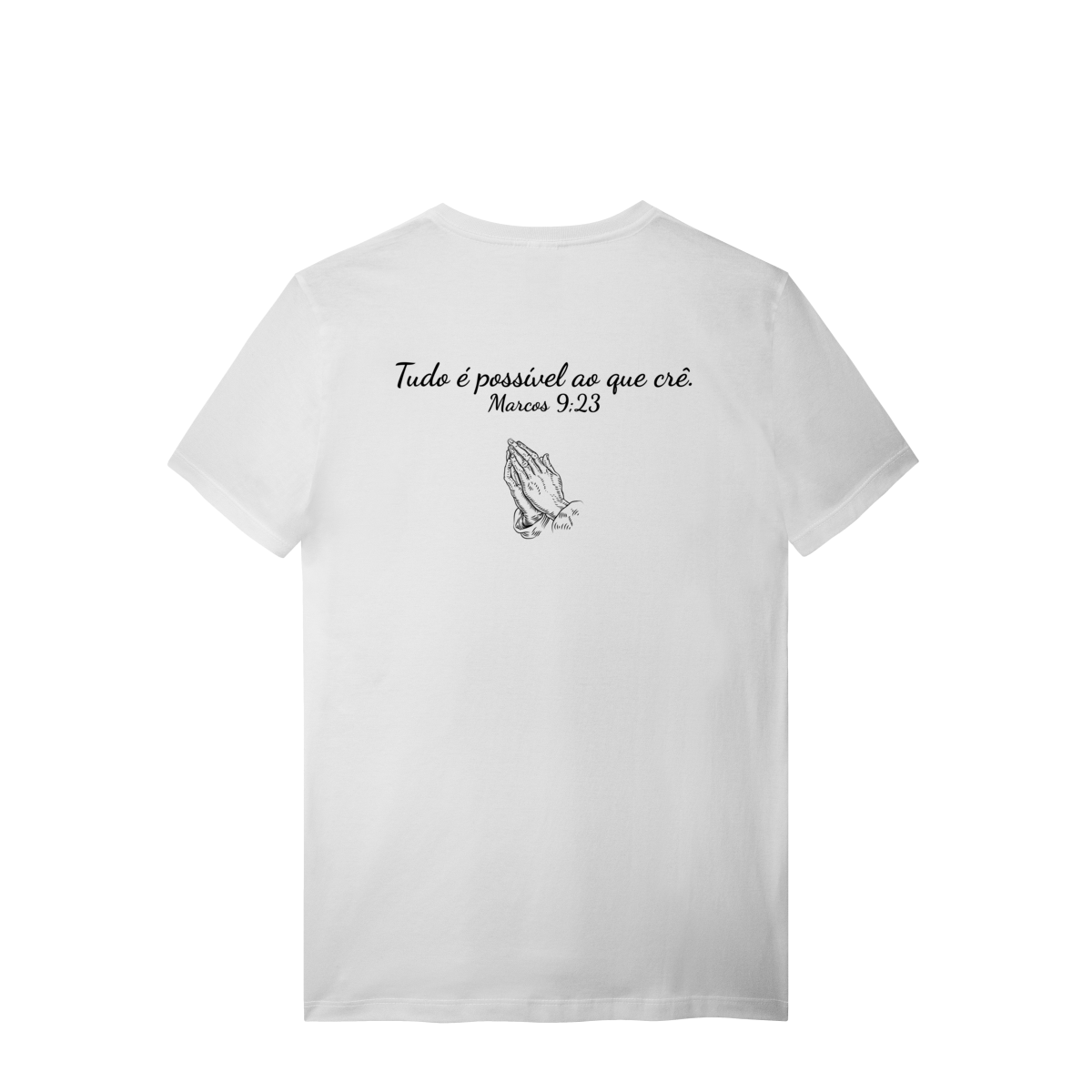 Camisa branca lisa com frase bíblica