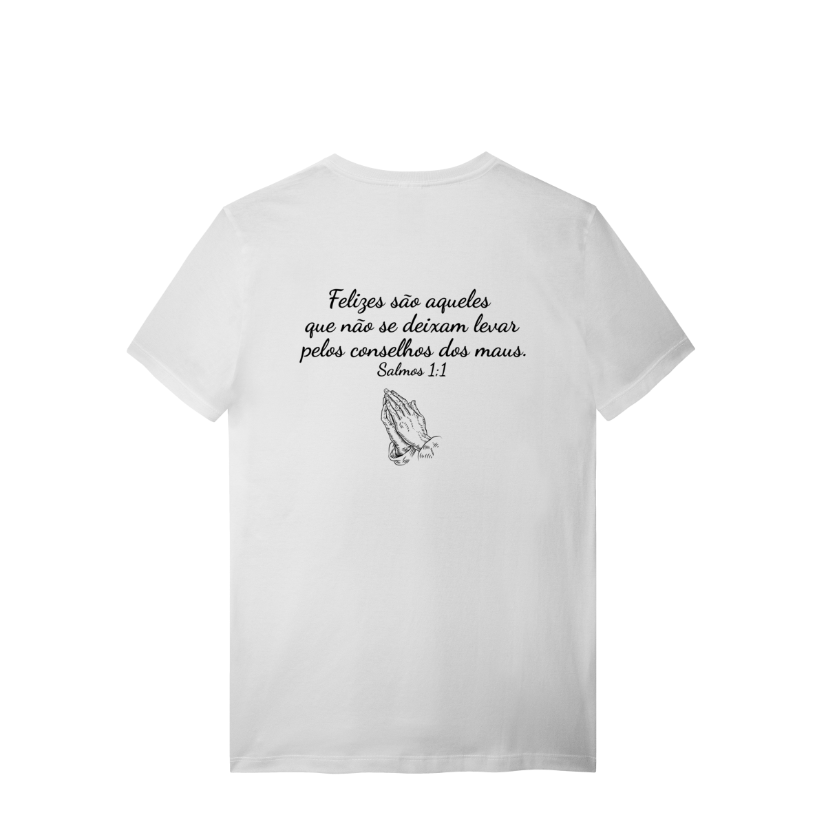 Camisa branca lisa com frase bíblica