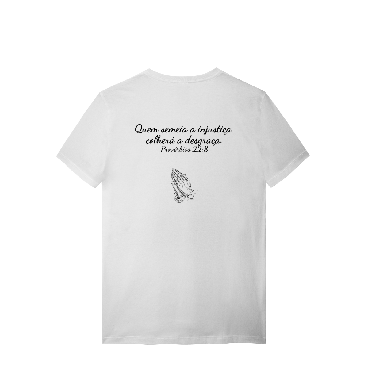 Camisa branca lisa com frase bíblica