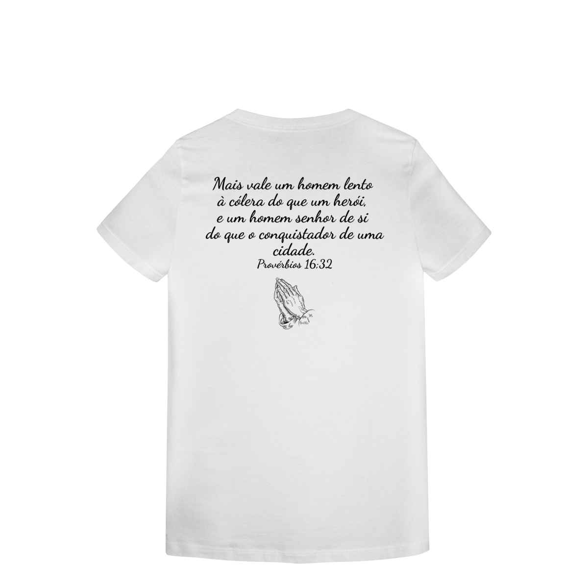 Camisa branca lisa com frase bíblica