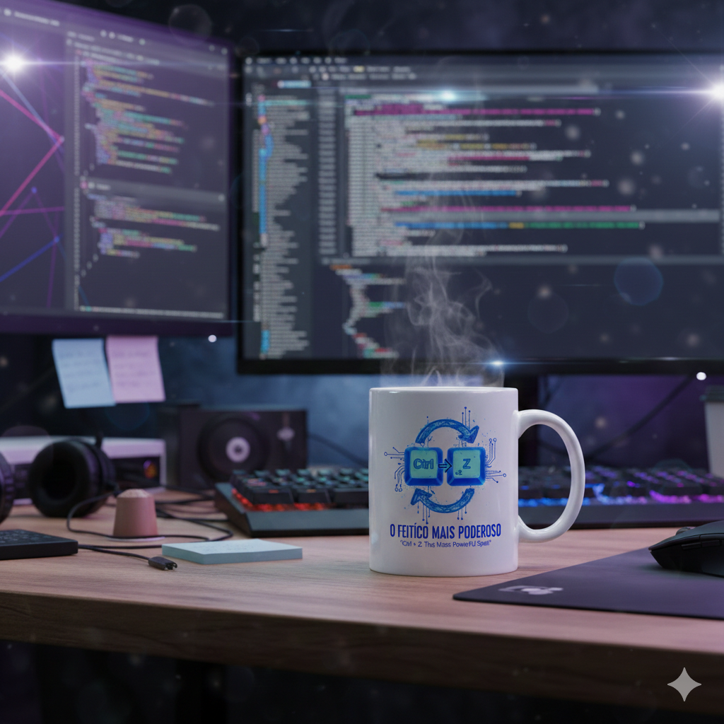 Caneca Mago do Teclado: O Feitiço do Desfazer