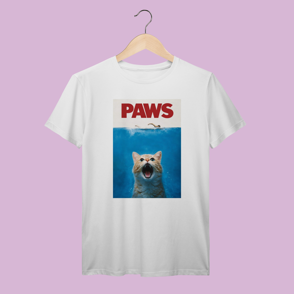Camiseta Premium Petnip Paws - Gato Tubarão - 100% Algodão