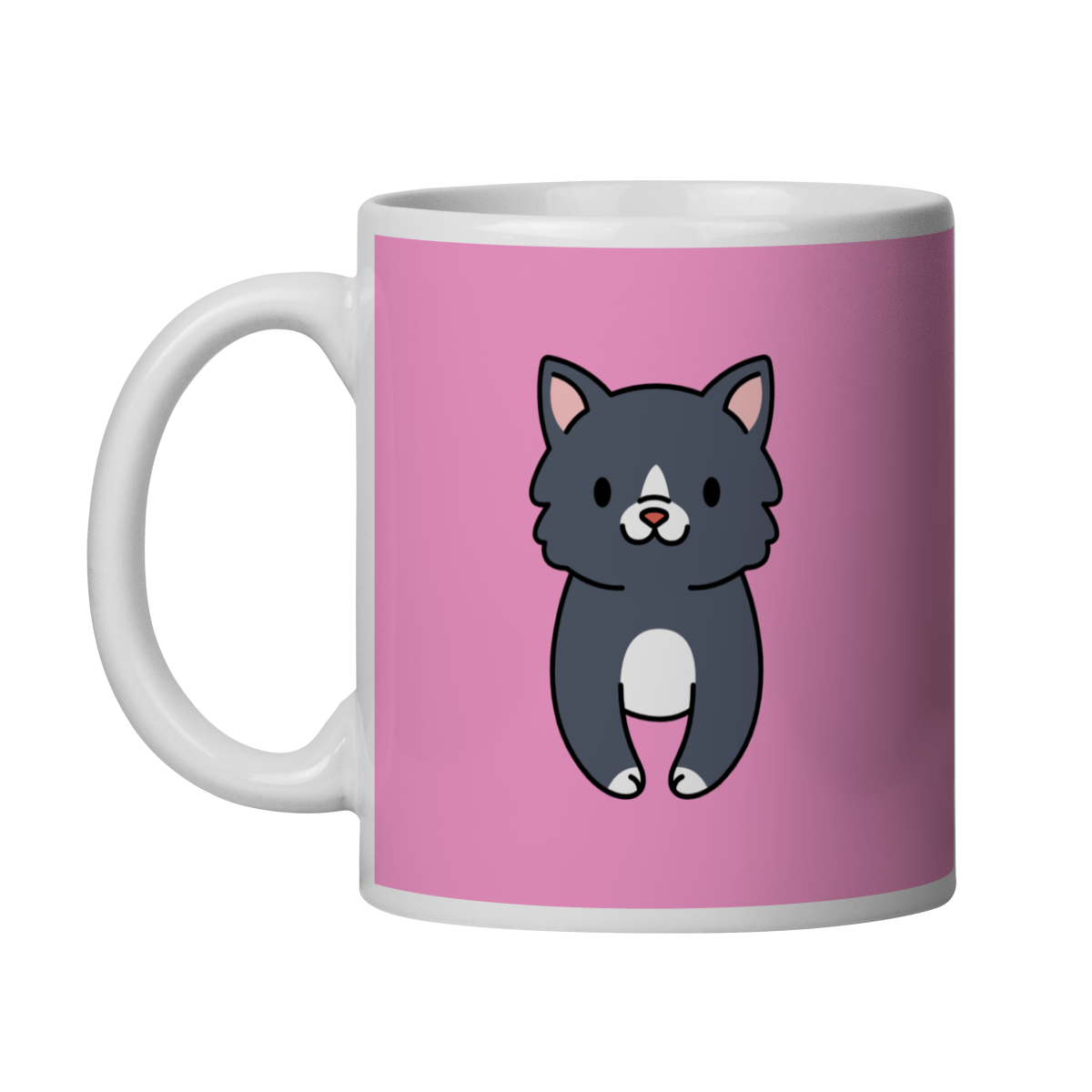 Caneca Gato 360º - Rosa - Porcelana 325ml