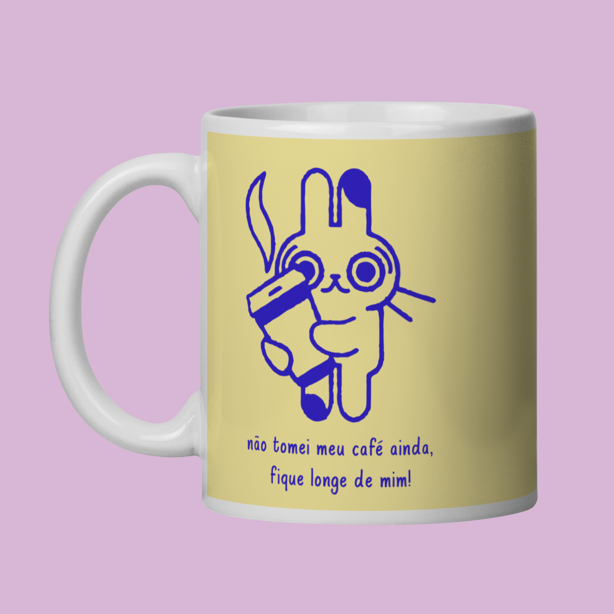 Caneca Coelho Café Sincero - Porcelana Premium