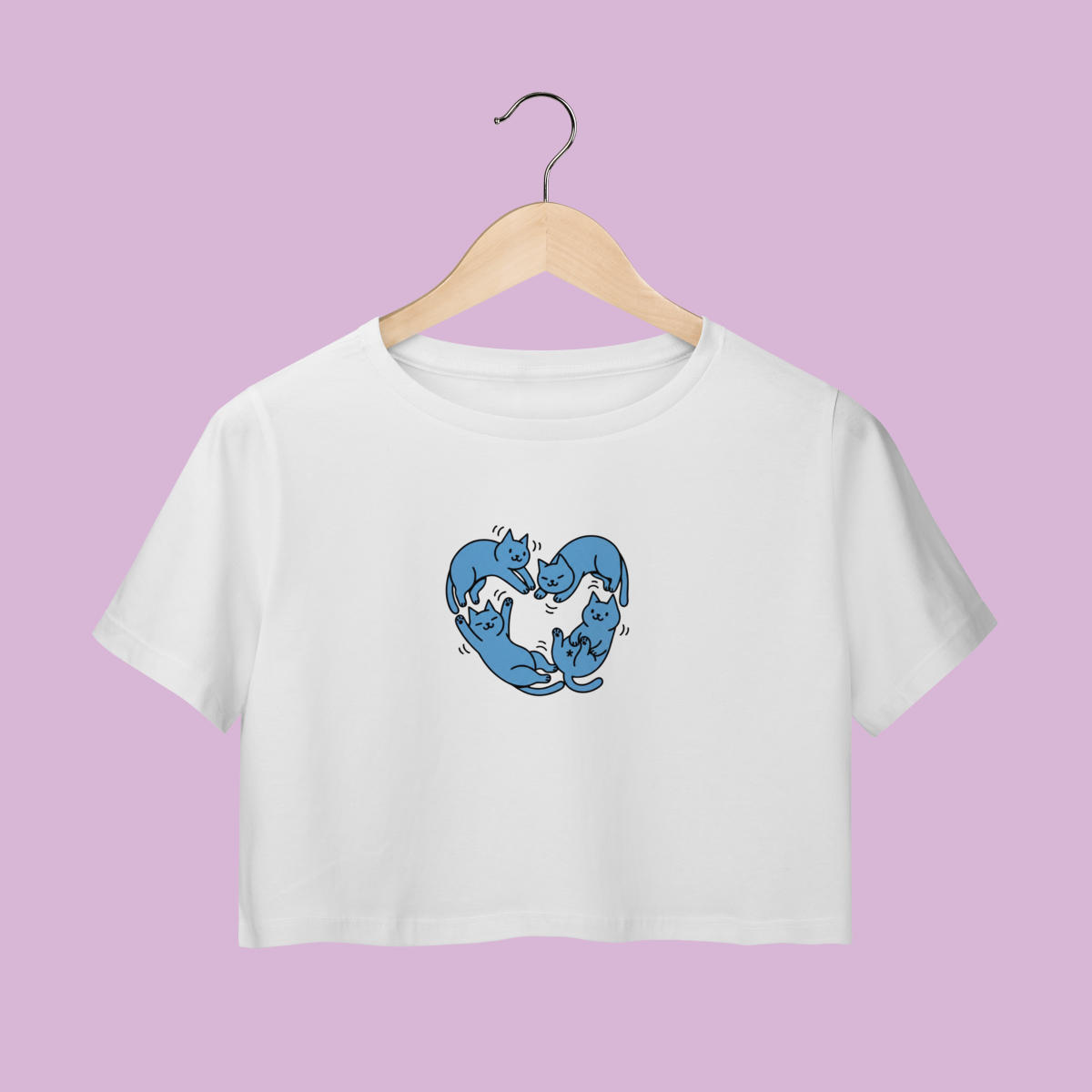 Cropped Coração Gatos - 100% Algodão