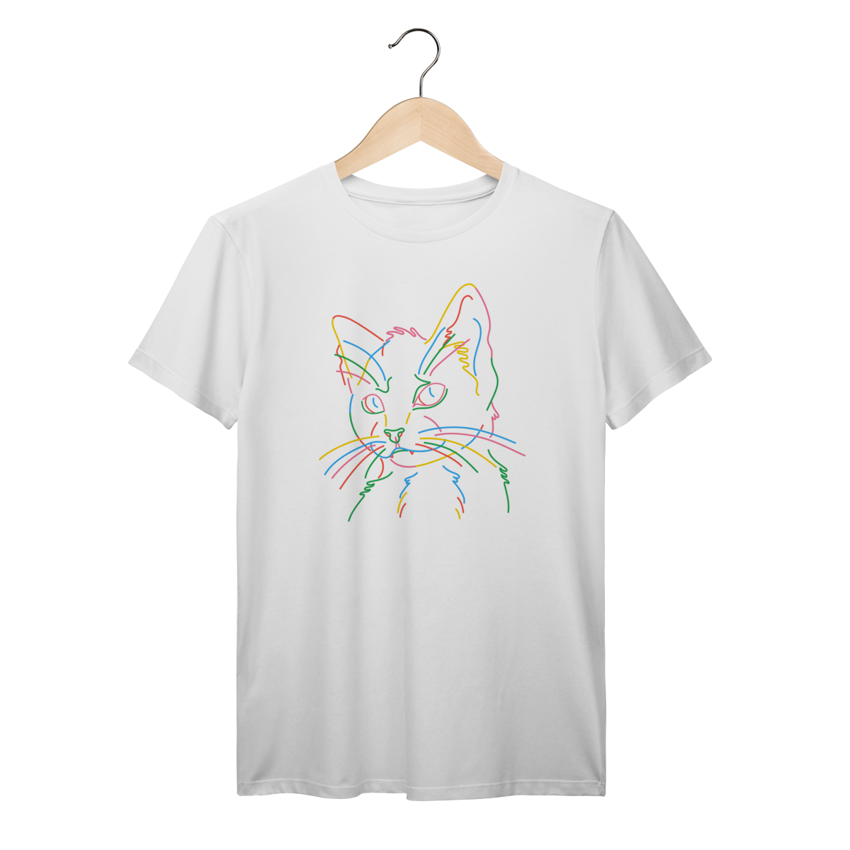 Camiseta 100% Algodão - Gatinho Neon