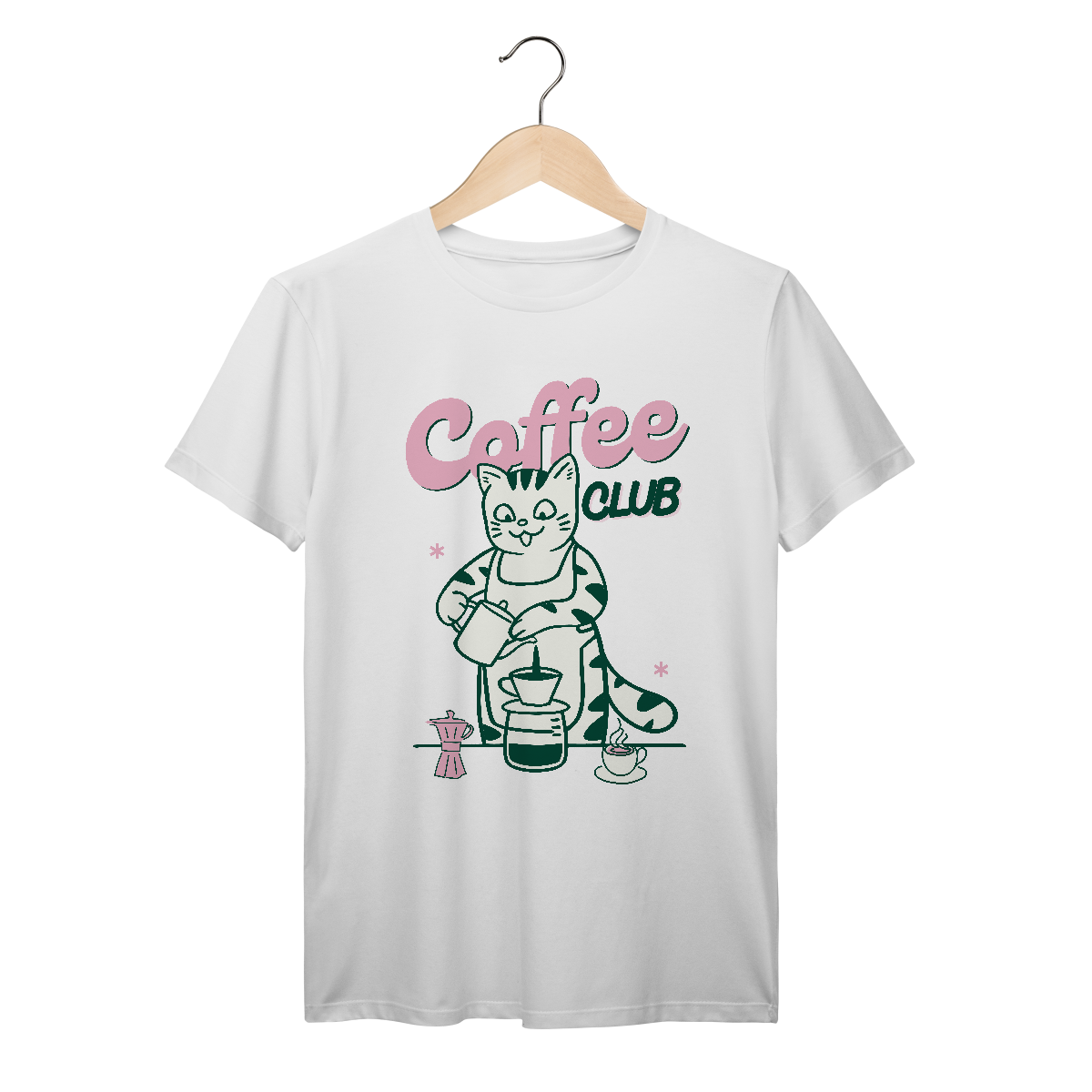 Camiseta 100% Algodão - Coffee club gatinho