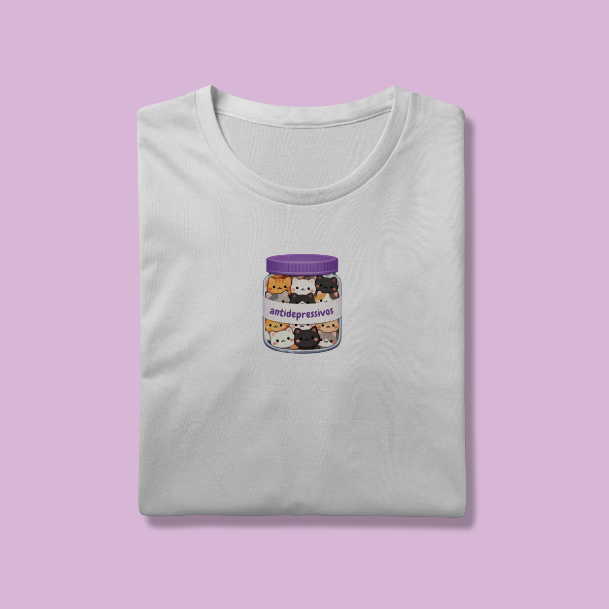 Camiseta Premium Antidepressivos Gatos - 100% Algodão