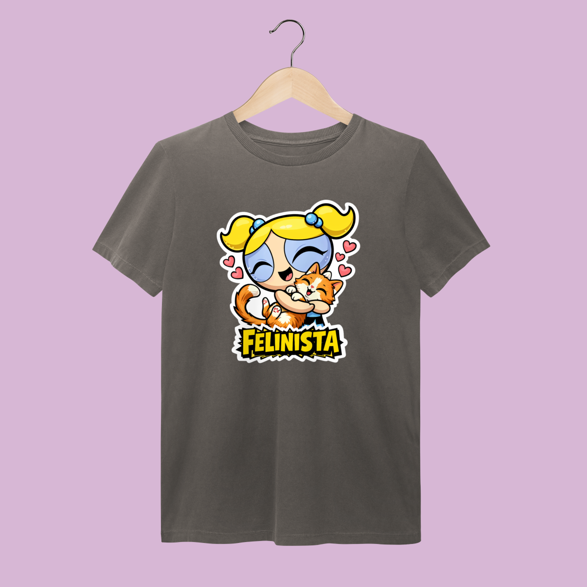 Camiseta Estonada Felinista Lindinha - Algodão Premium Vintage