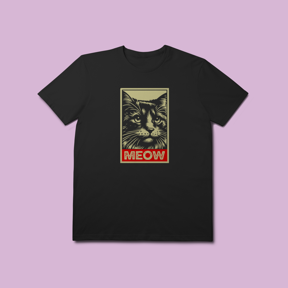 Camiseta Premium Meow Obey Gato - 100% Algodão