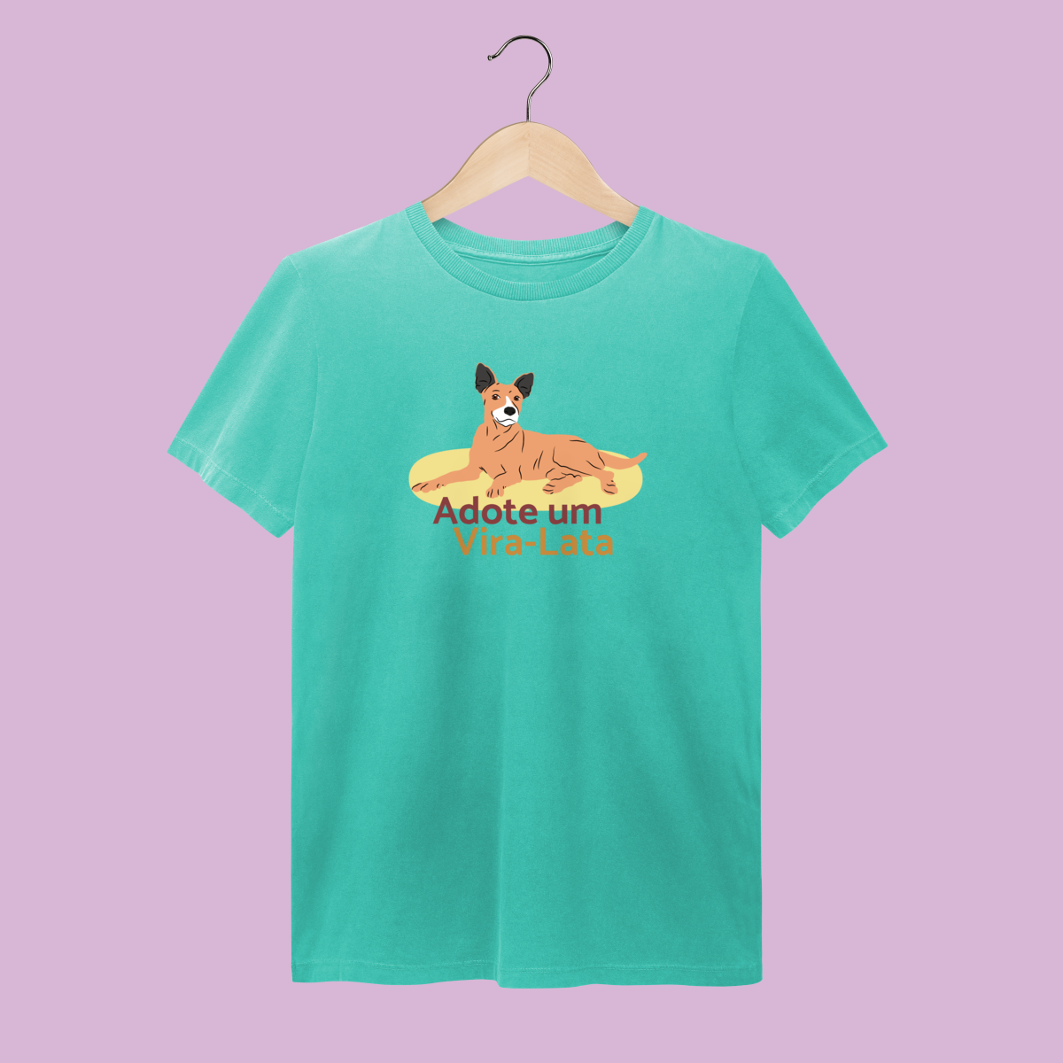 Camiseta Estonada Adote um Vira Lata - 100% Algodão