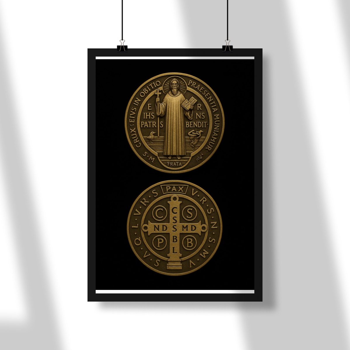 Poster - Medalha de São Bento - Fundo Preto