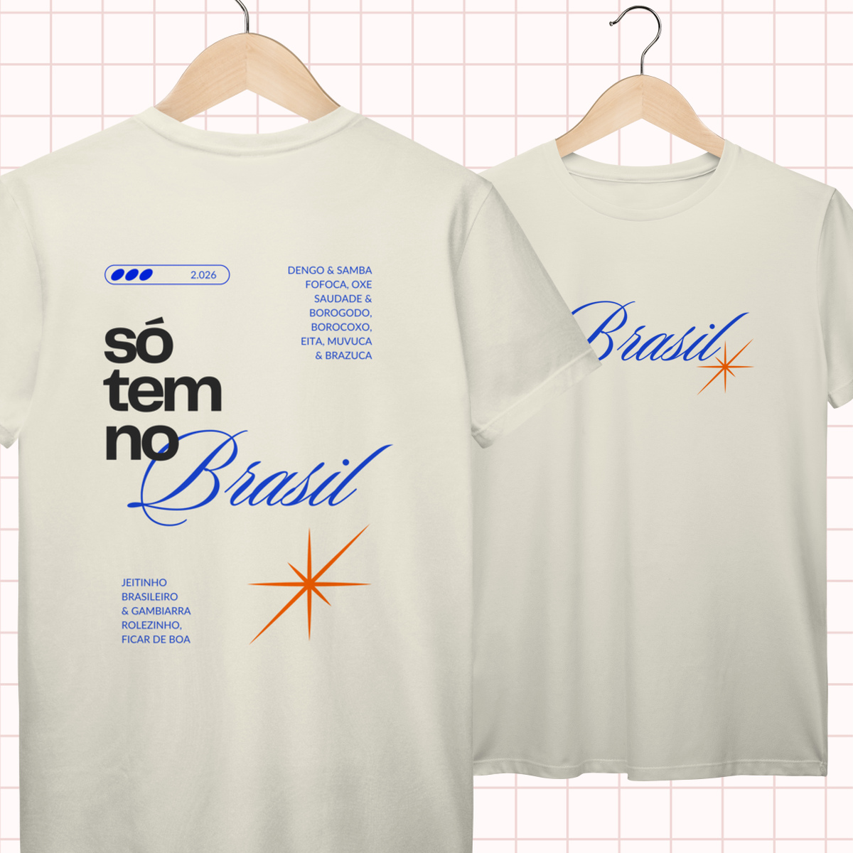 Camiseta Só Tem no Brasil (Tipografia) - Techno Y2K Streetwear | 100% Algodão Premium