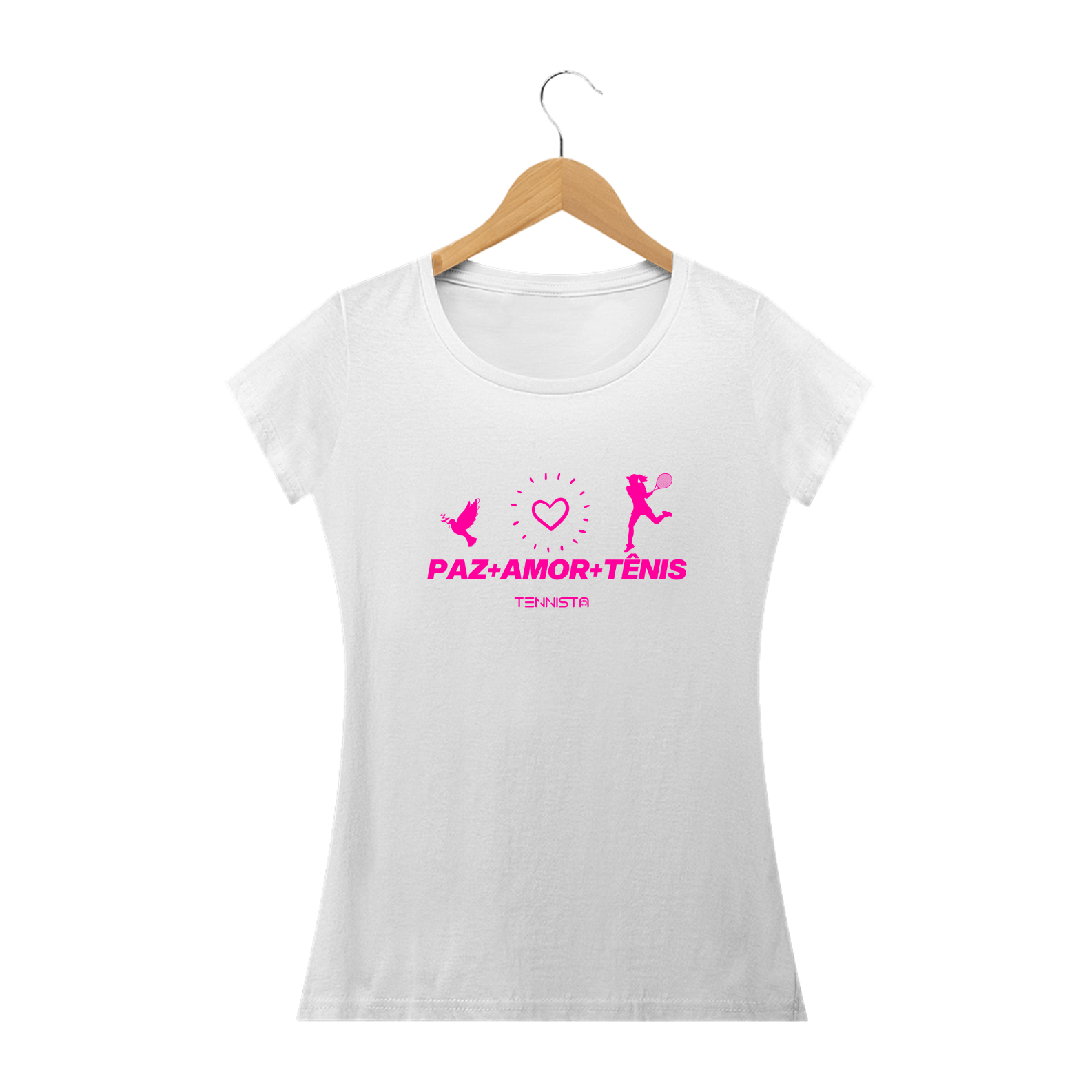 CAMISETA BABY LONG TENNISTA PAZ+AMOR+TÊNIS
