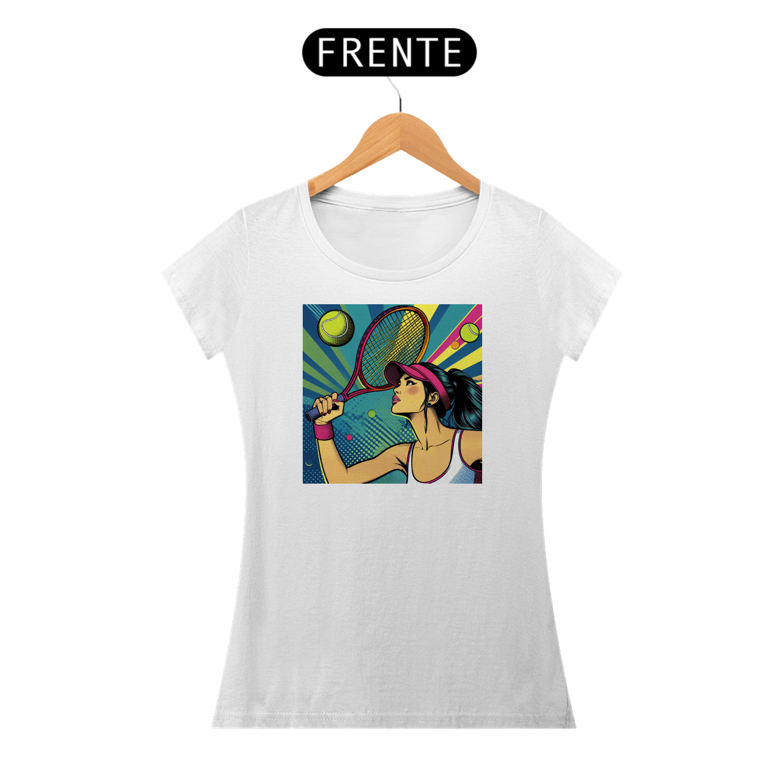 CAMISETA BABY LONG TENNISTA POP ART COMICS