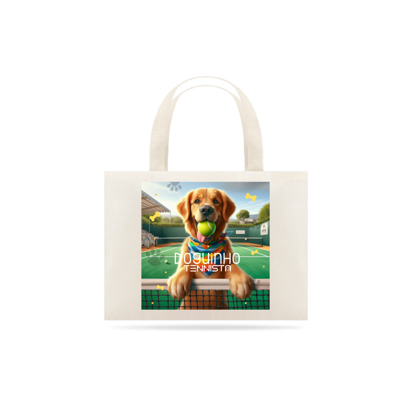SACOLA ECOBAG 'DOGUINHO TENNISTA'