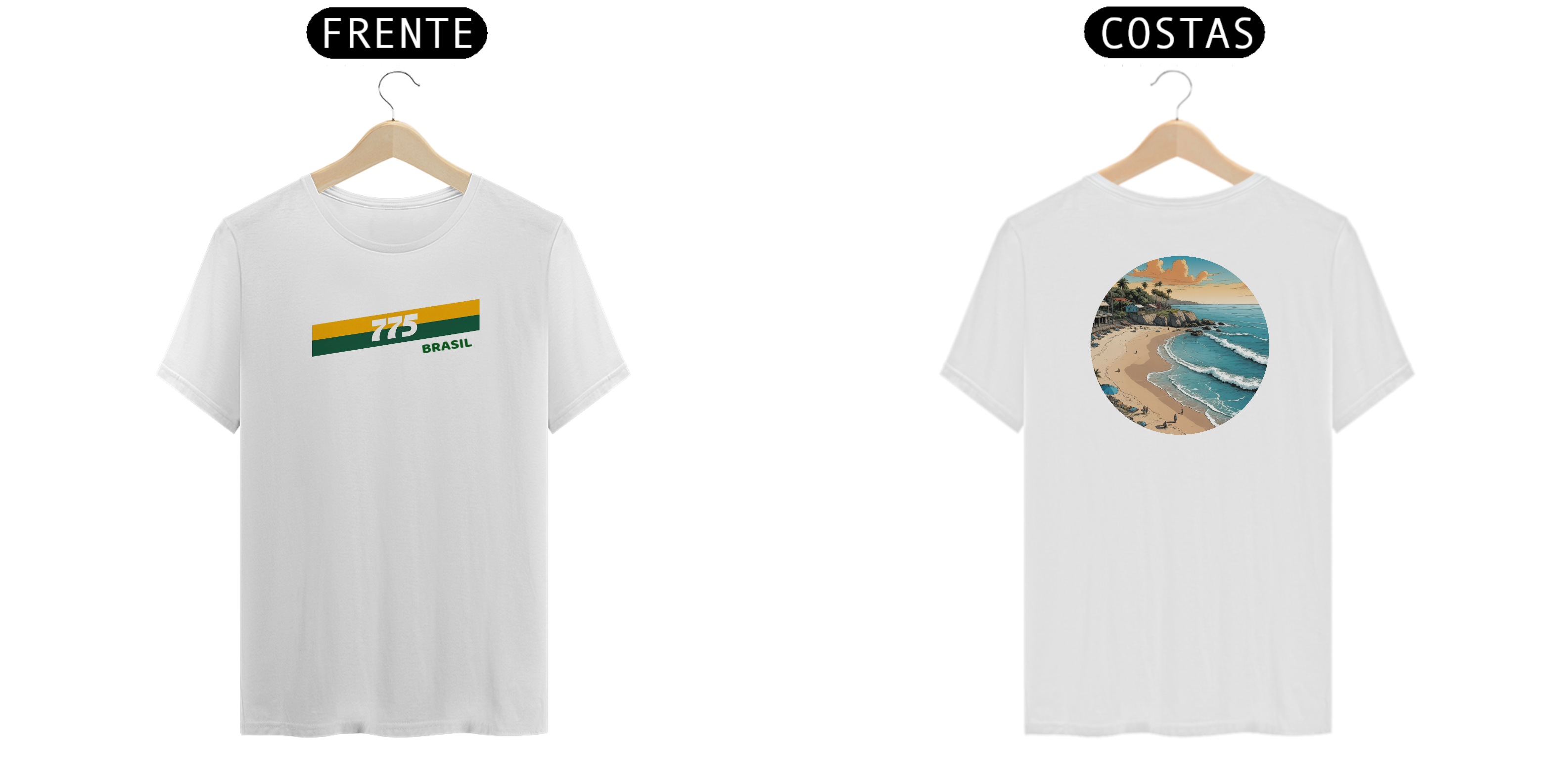 Nome do produto: Camiseta Quality Estampa Desenho 775 Brasil Frente Ondas Costas