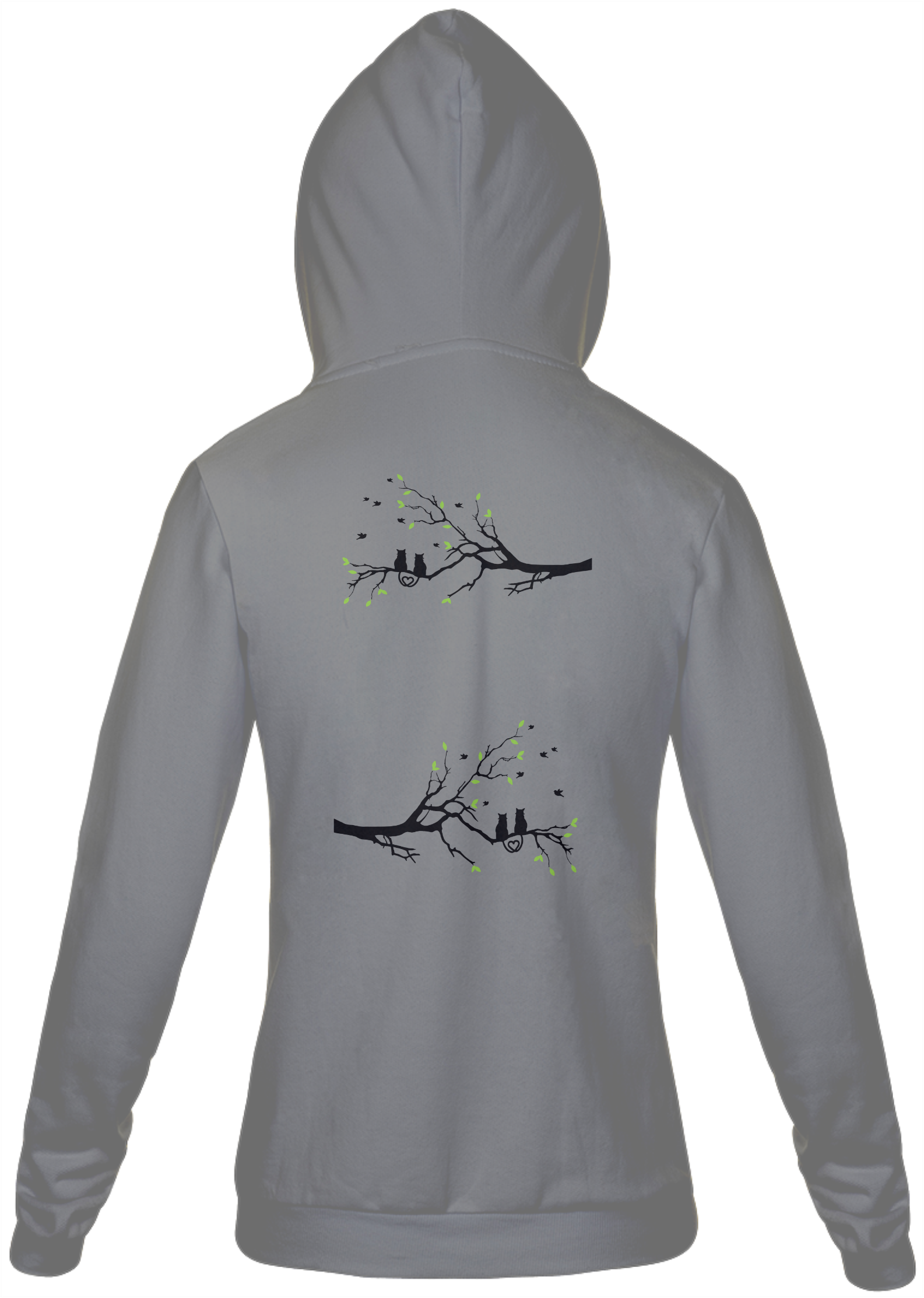 Jaqueta Moletom Feminino Estampa Velha de Casal de Gatos no Galho 