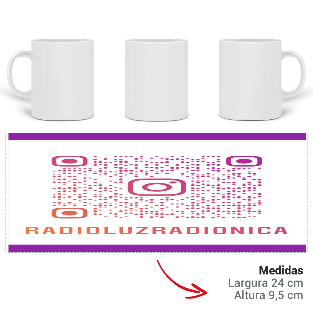 Nome do produto  Caneca Especial com o QR Code da Rádio