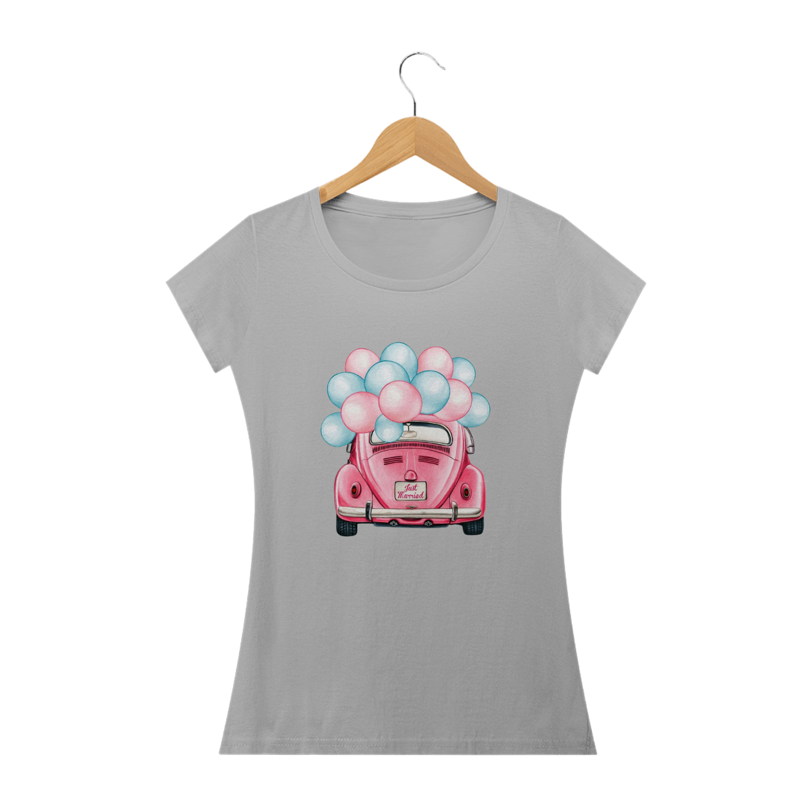 Nome do produto  Camiseta Feminina TROPO - Just Married (Fusca rosa)