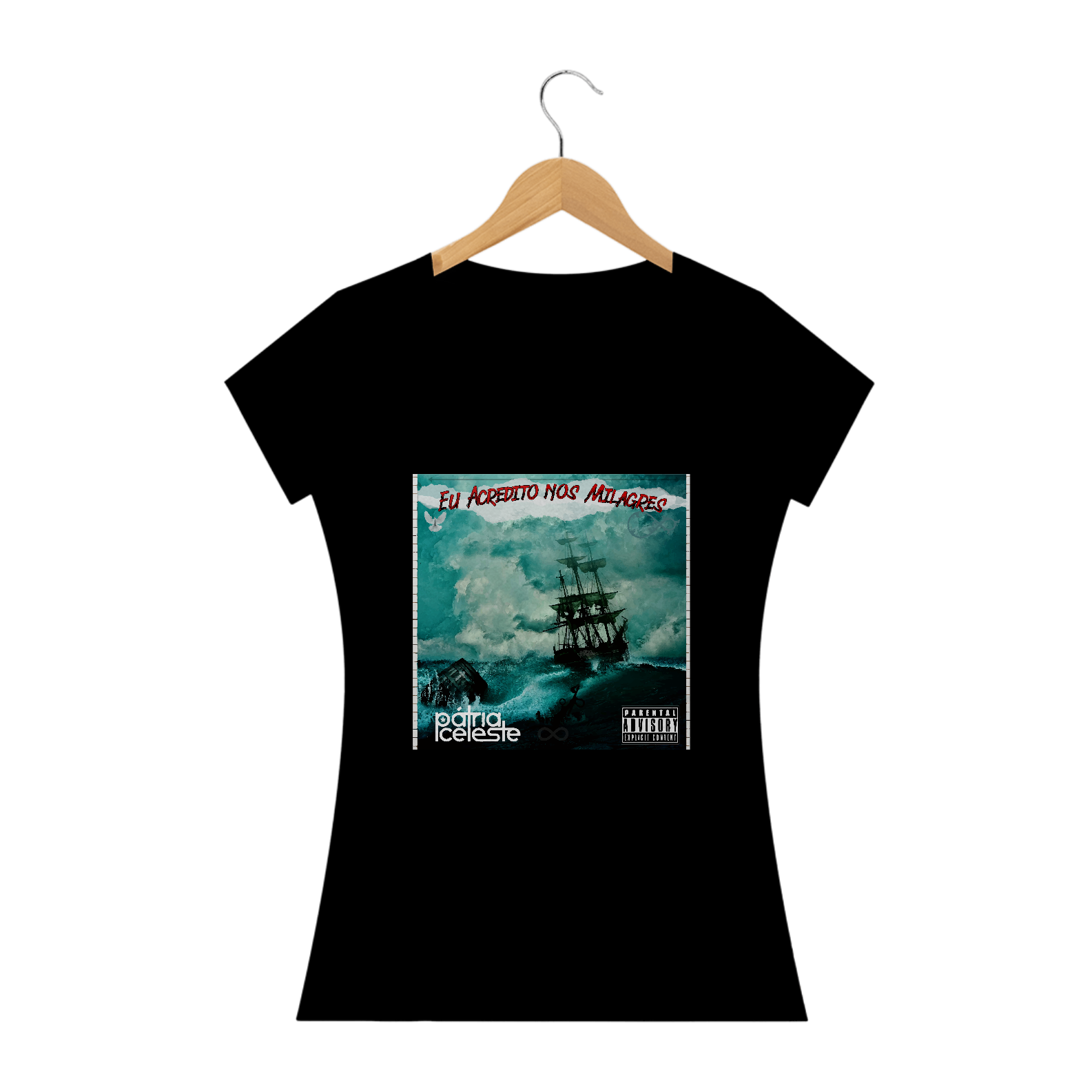 Nome do produto  Baby Look Pátria Celeste Eu Acredito nos Milagres