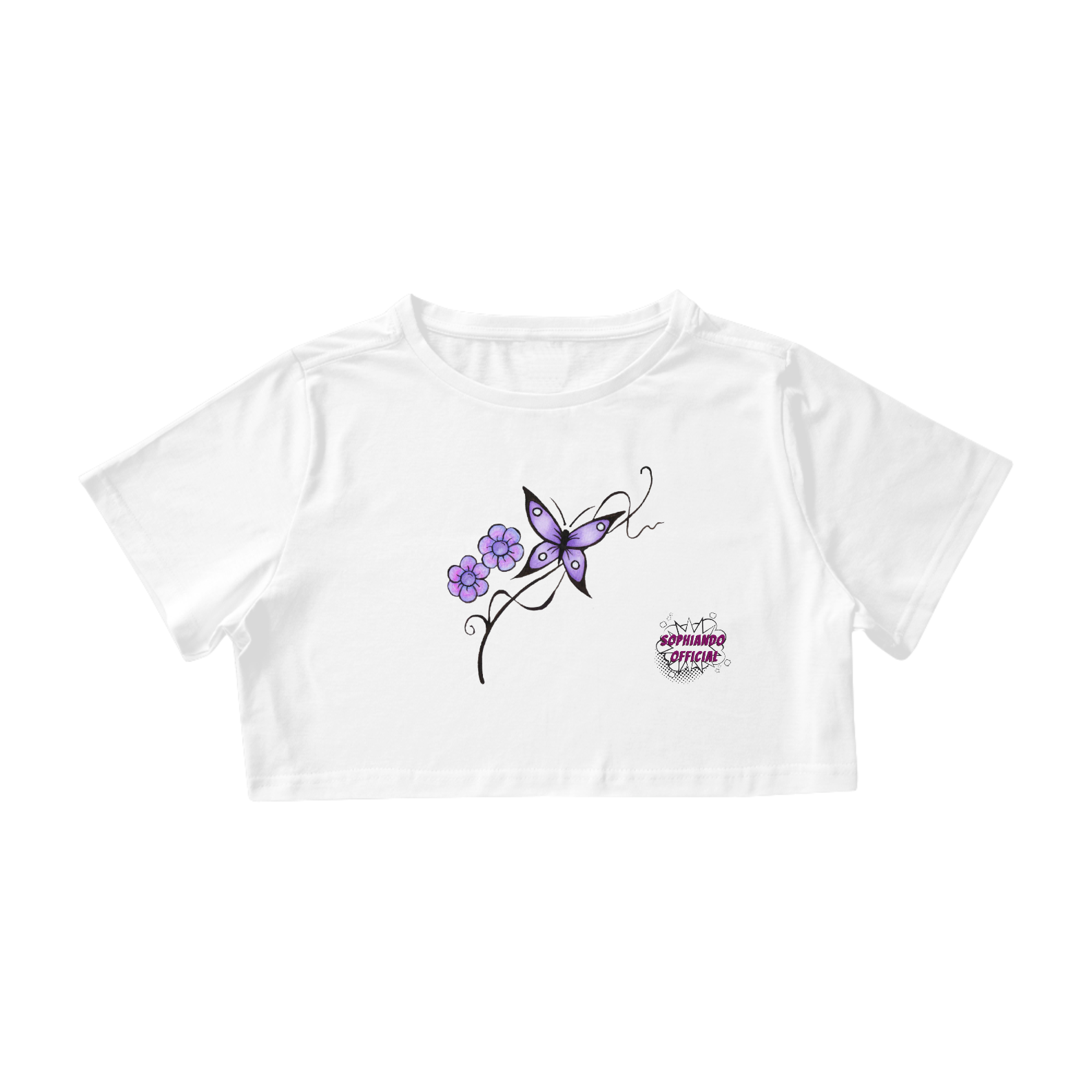 Nome do produto  Borboleta! Camisa Cropped Feminino