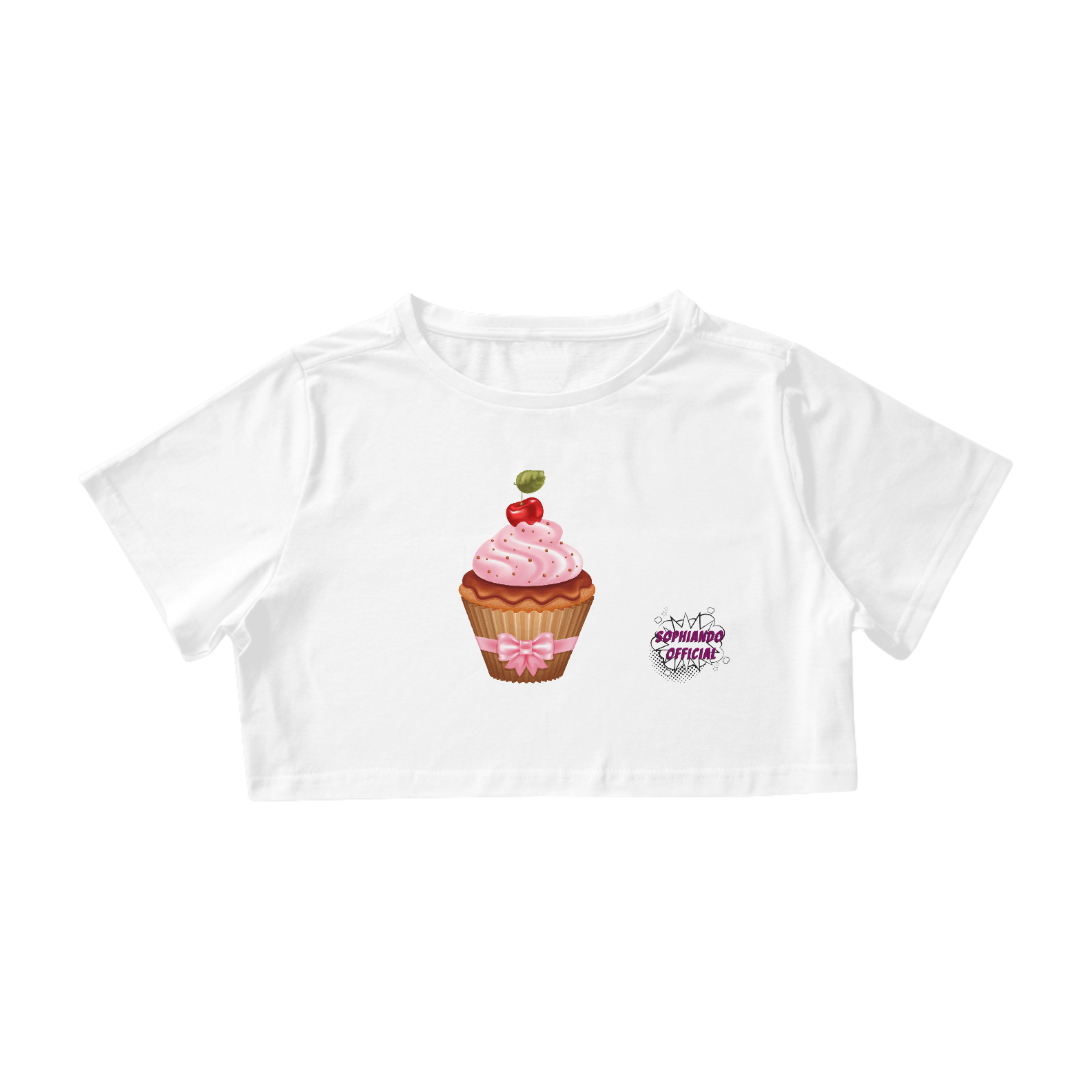 Nome do produto  Cupcake Cereja! Camisa Cropped Feminino