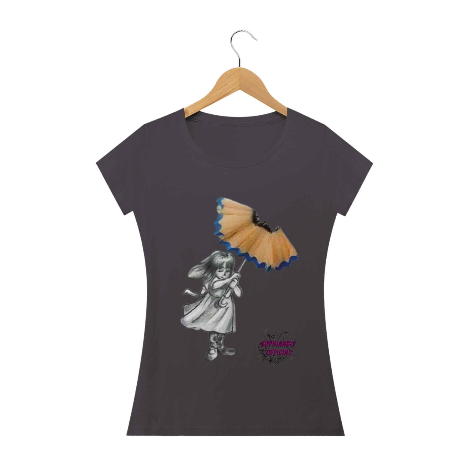 Nome do produto  Menina e o Guarda Chuva! Camisa Feminina Estonada