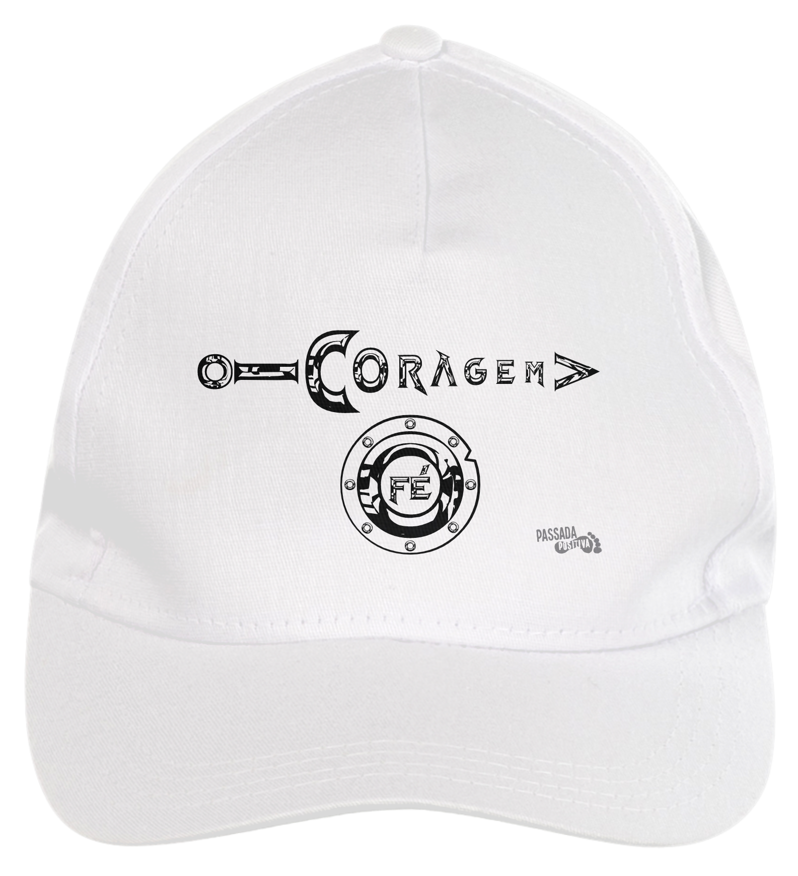 Nome do produto  Boné brim CORAGEM E FÉ branco