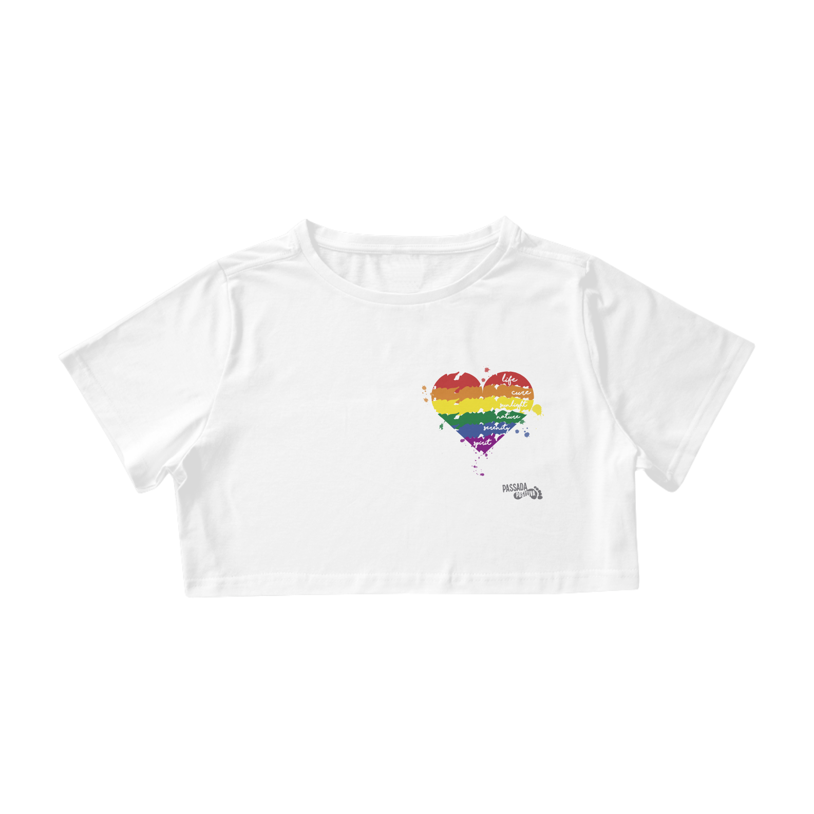 Nome do produto  Cropped t-shirt RAINBOW HEART