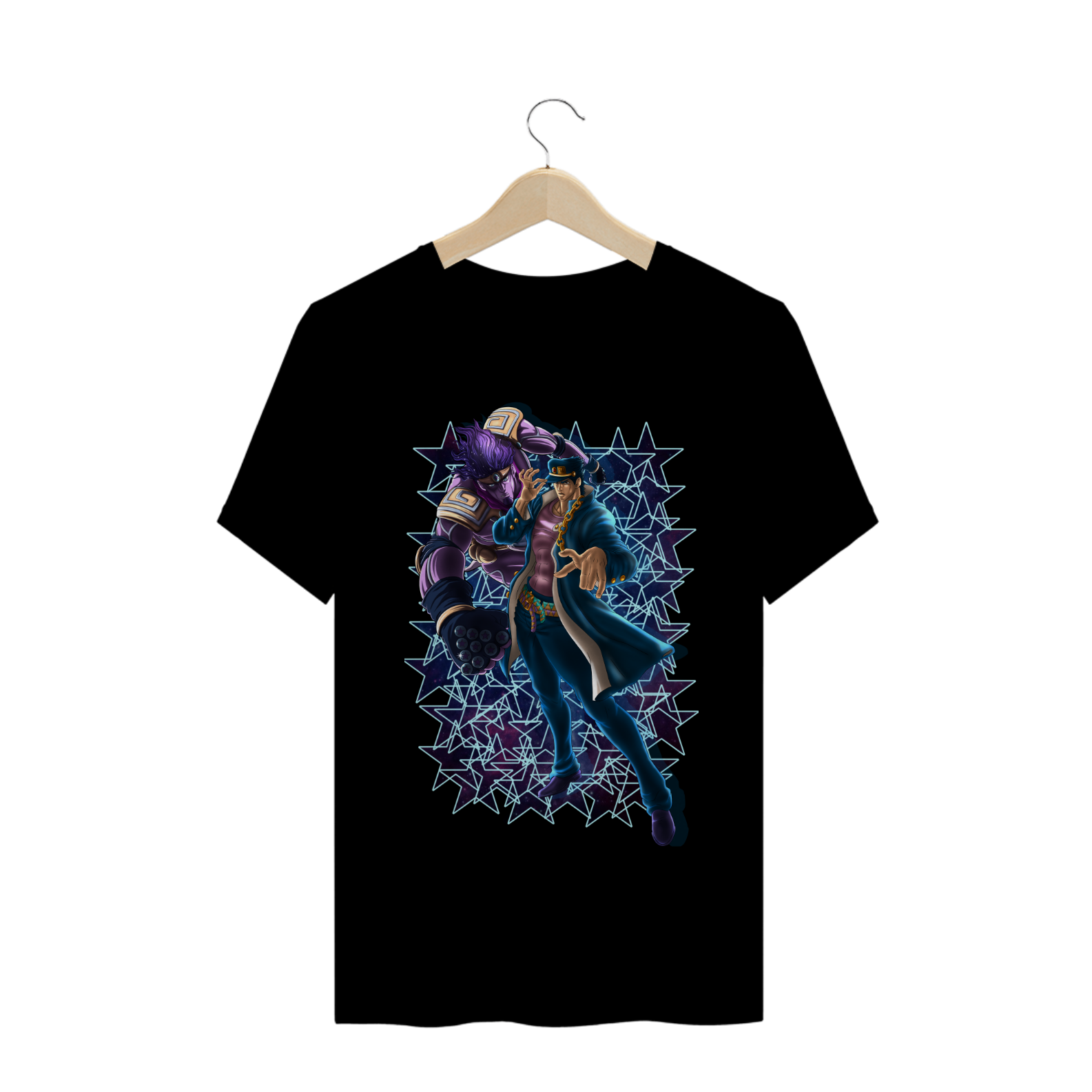 Nome do produto  Camiseta Jotaro e Star Platinum - Camisa JoJos Bizarre Adventure