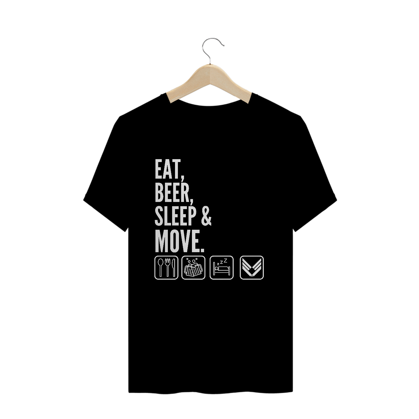 Nome do produto  Camiseta Premium Eat, Beer & Move preta