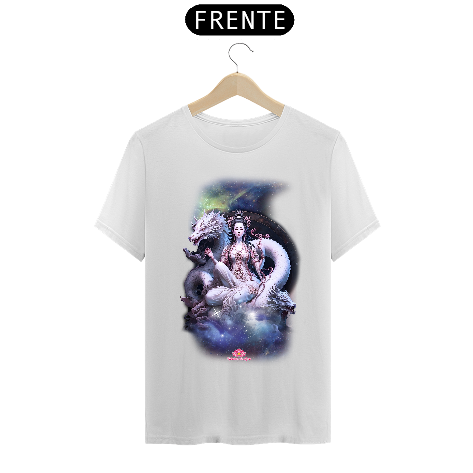 Nome do produto  Camiseta Kuan Yin e os Dragões Brancos 