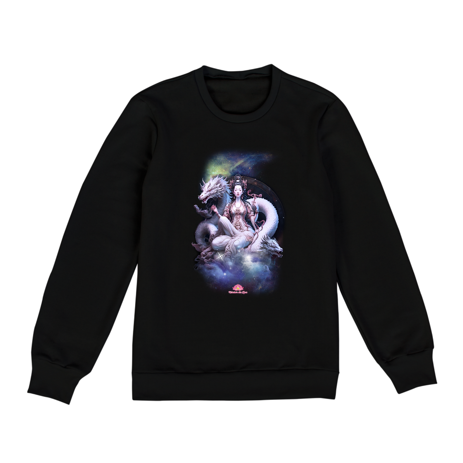 Nome do produto  Moletom Kuan Yin e os dragões brancos