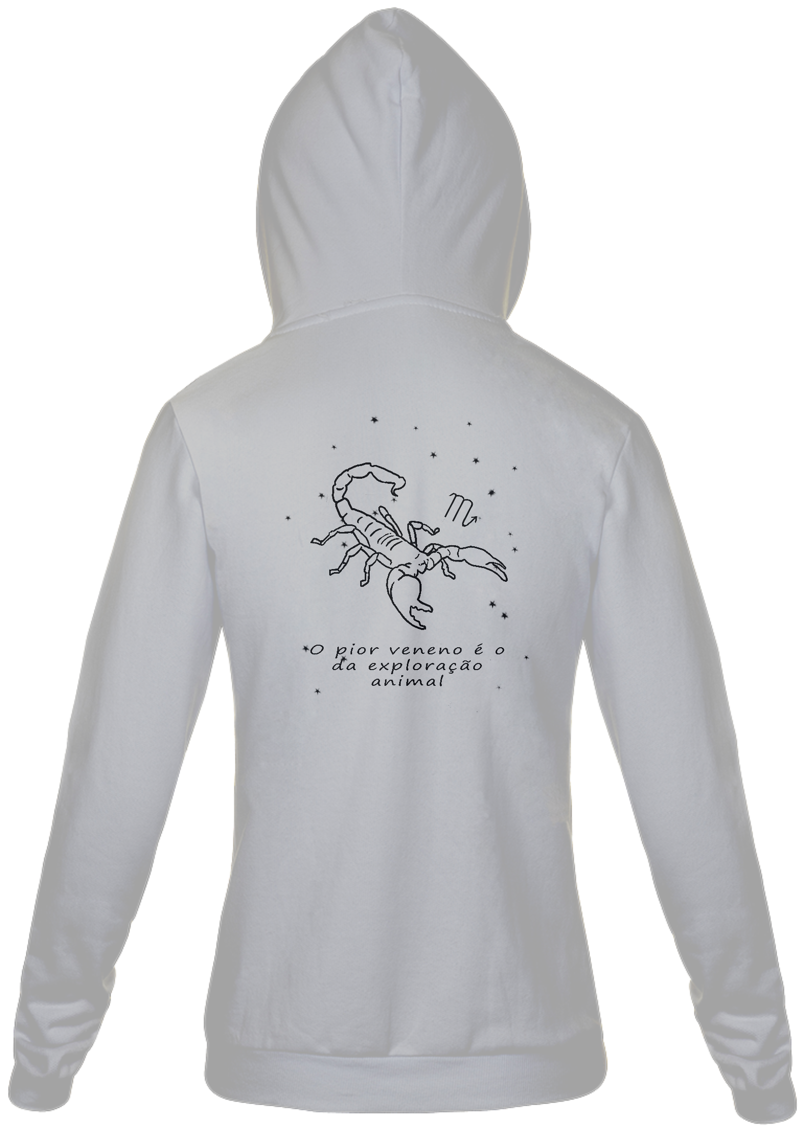 Moletom Com Zíper Unissex | Escorpião | O pior veneno é o da exploração animal | P&B 