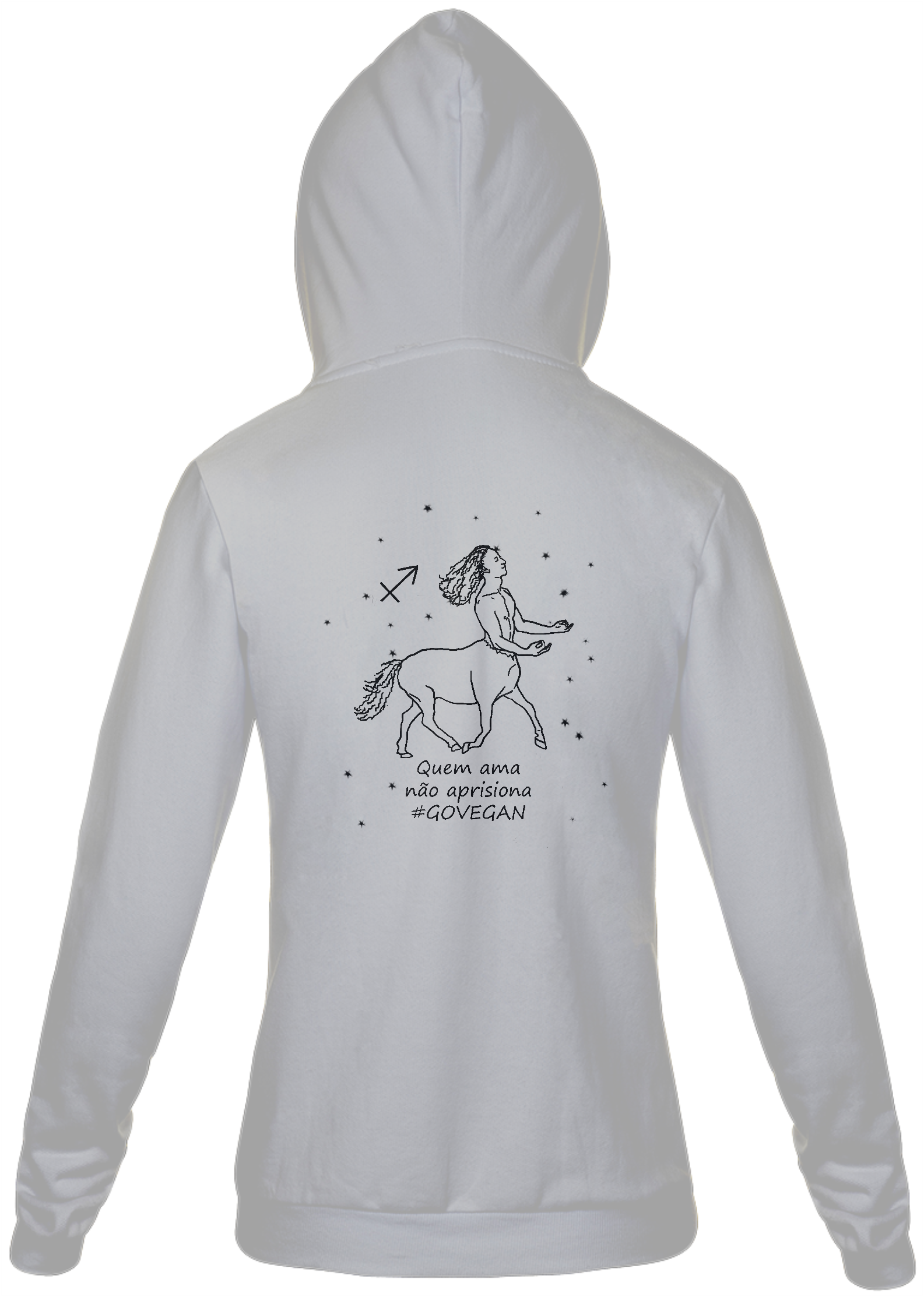Moletom Com Zíper Unissex | Sagitário | Quem ama não aprisiona #govegan | P&B 