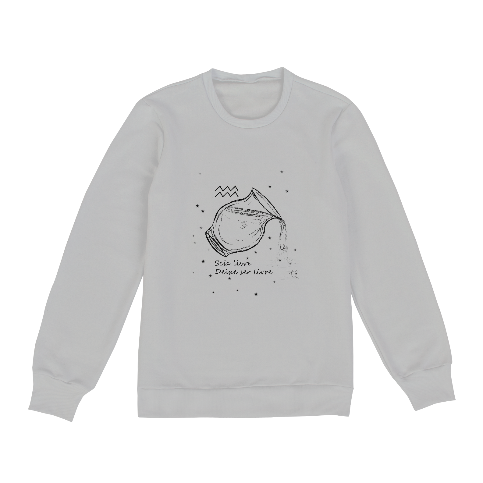 Blusão Moletom Unissex | Aquário | Seja livre, Deixe ser livre | P&B 