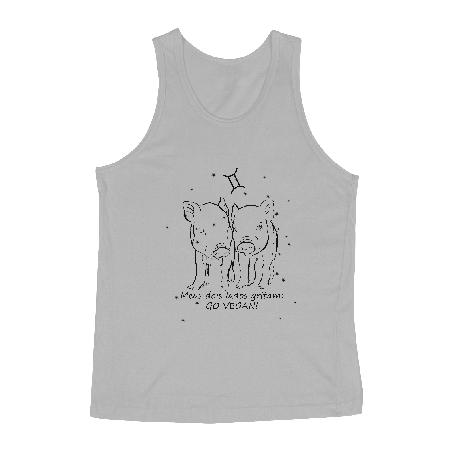 Regata Masculina | Gêmeos | Meus dois lados gritam: GO VEGAN! | P&B