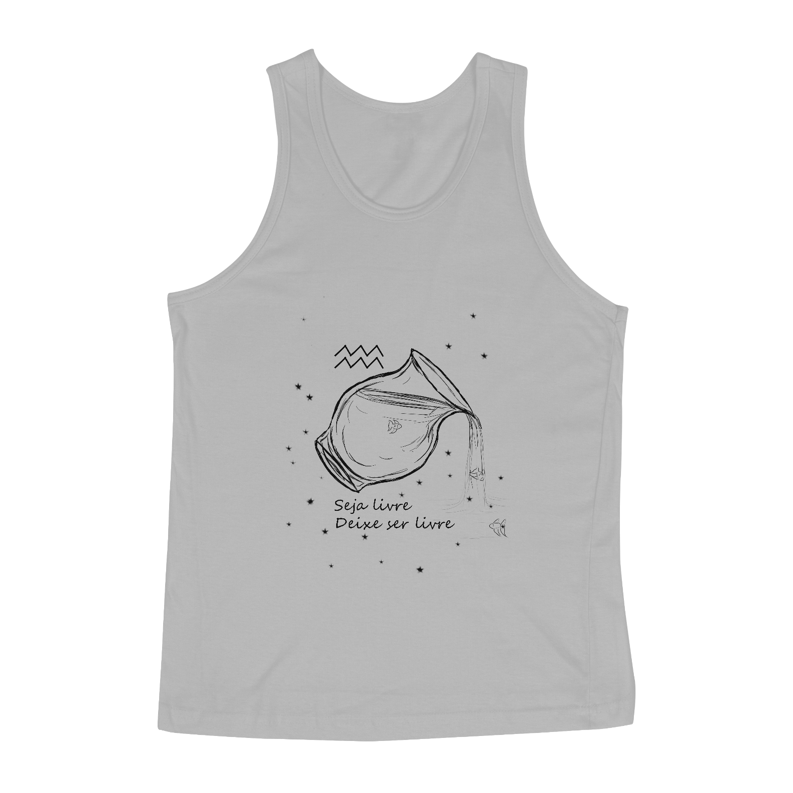 Regata Masculina | Aquário | Seja livre, Deixe ser livre | P&B 