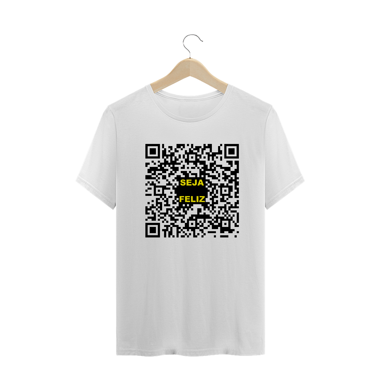 Nome do produto  Camiseta QRCode Seja Feliz