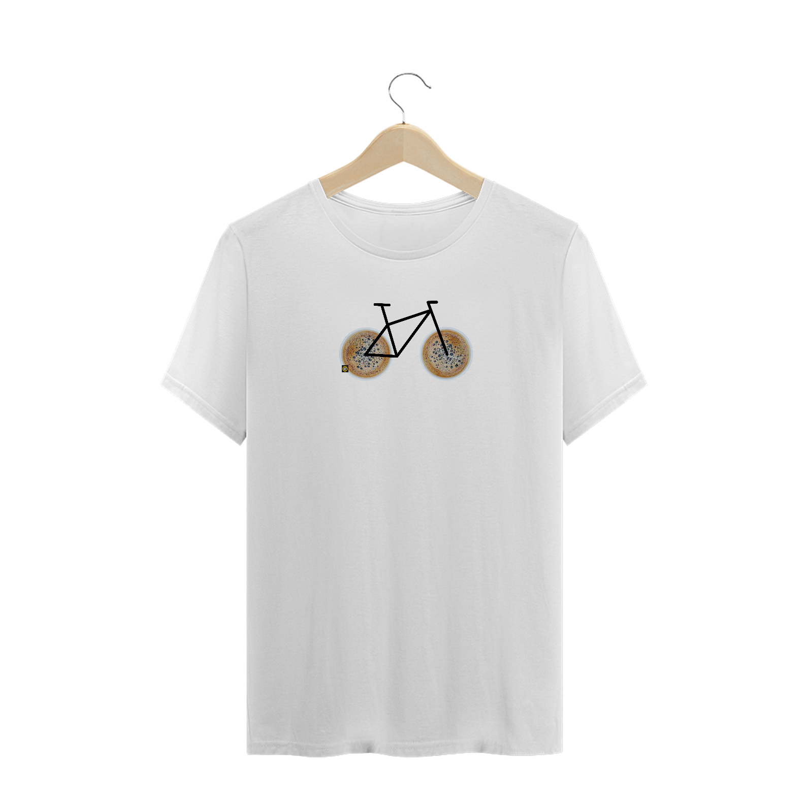 Nome do produto  ► Camisa Masculina Premium 100% algodão Branca - Coleção Bike + Café _Ref003