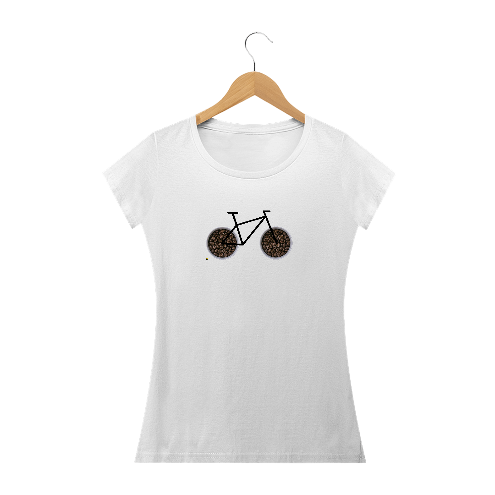 Nome do produto  Camisa Feminina Branca 100% algodão Premium - Coleção Bike + Café 2021 - Ref0013