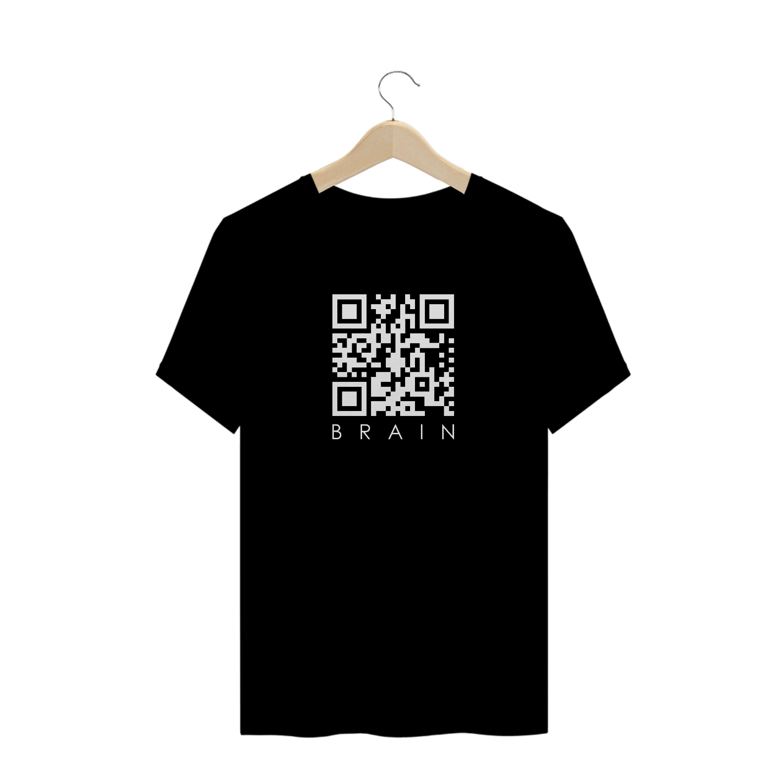 Nome do produto: Camiseta Masculina Premium - Qr Code e Frase Secreta (preta)