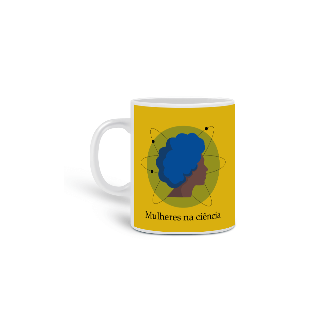 Nome do produto  Caneca Mulheres na Ciência (Amarelo)