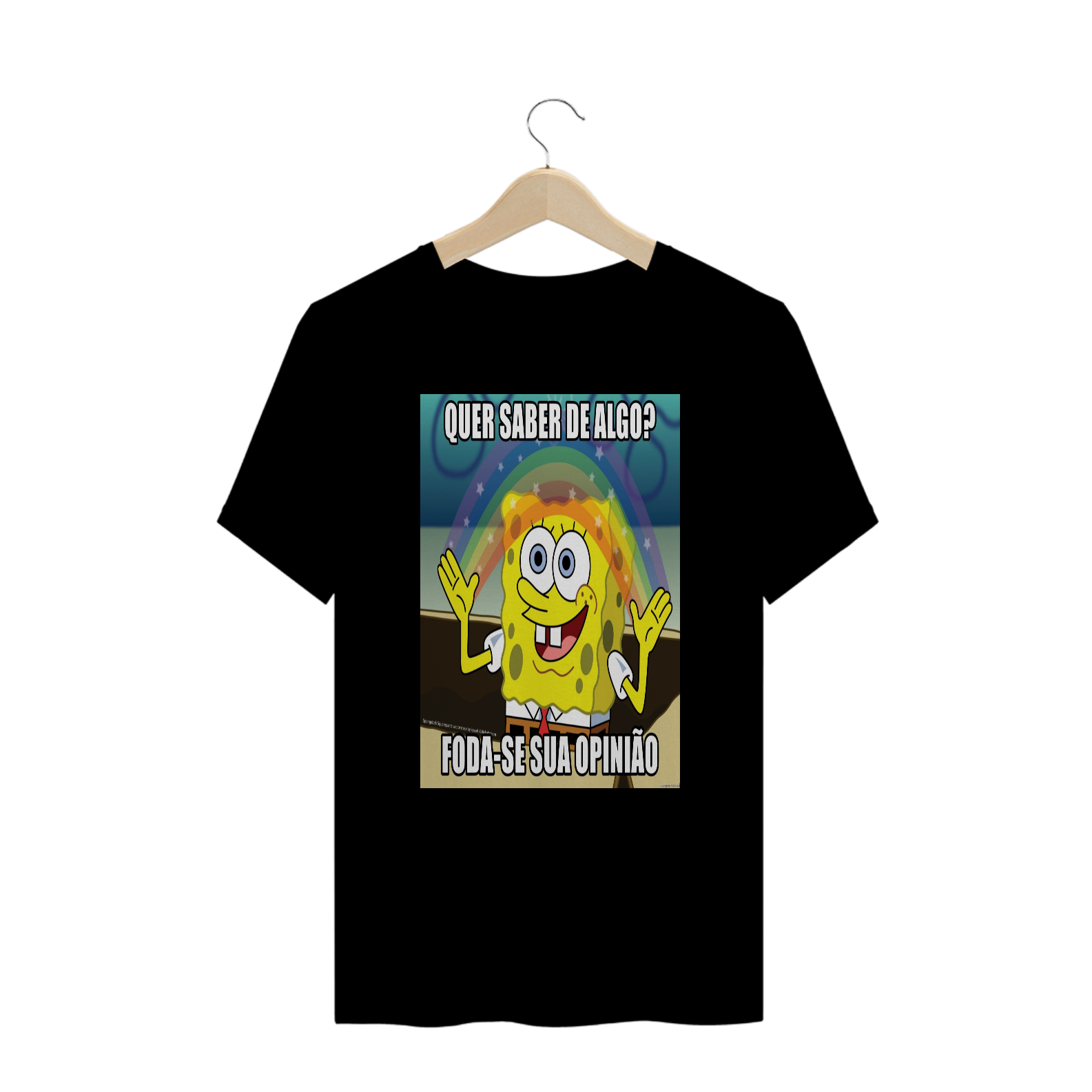 Nome do produto  Camisa de Malha Plus Size Bob Esponja Foda-se a Sua Opinião