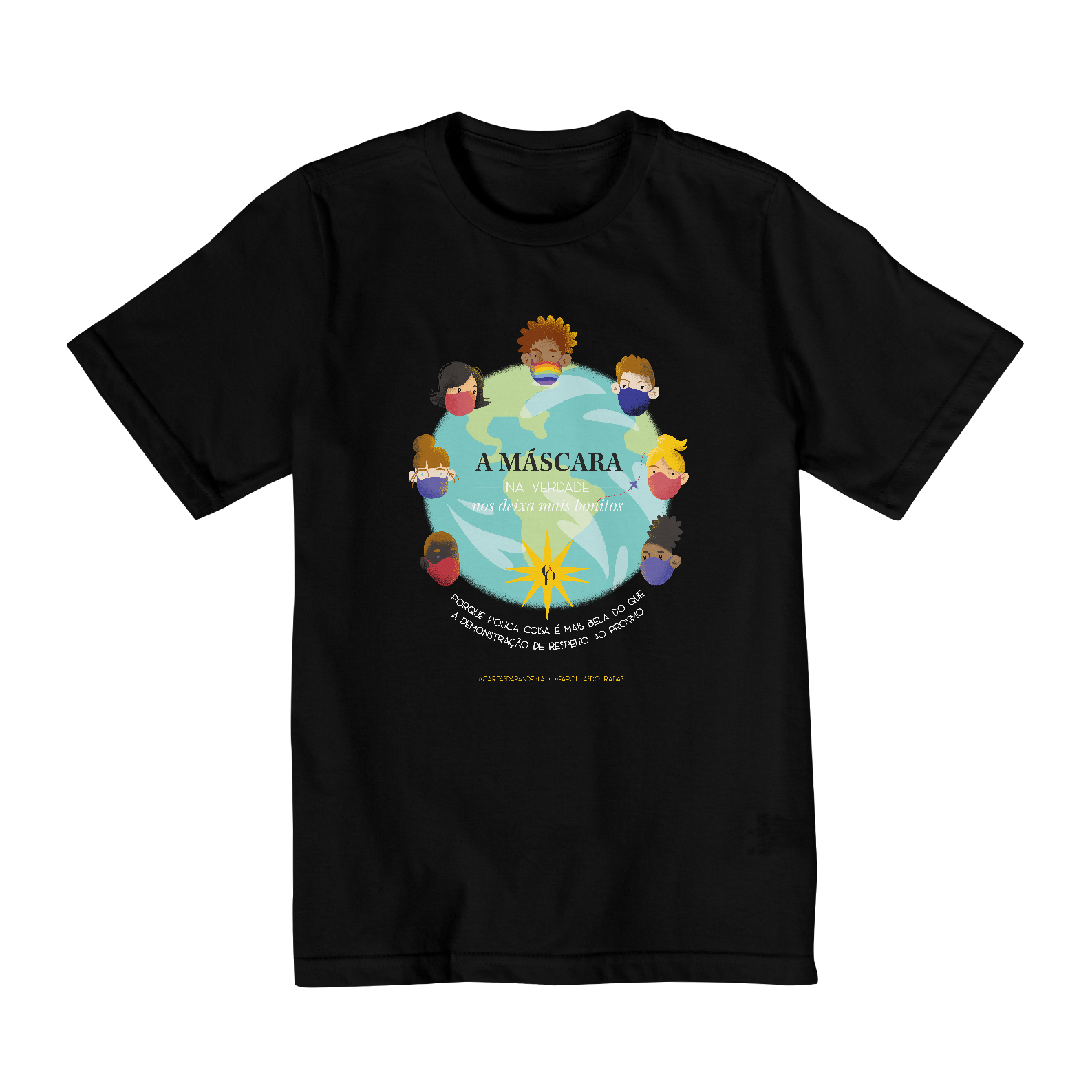 Nome do produto  Camiseta Máscara infantil preta (2 a 8 anos)