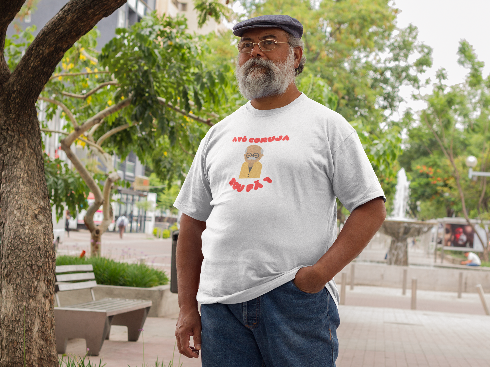 CAMISETA MASCULINA  AVÔ CORUJA PLUS SIZE  -SOU FÃ 1