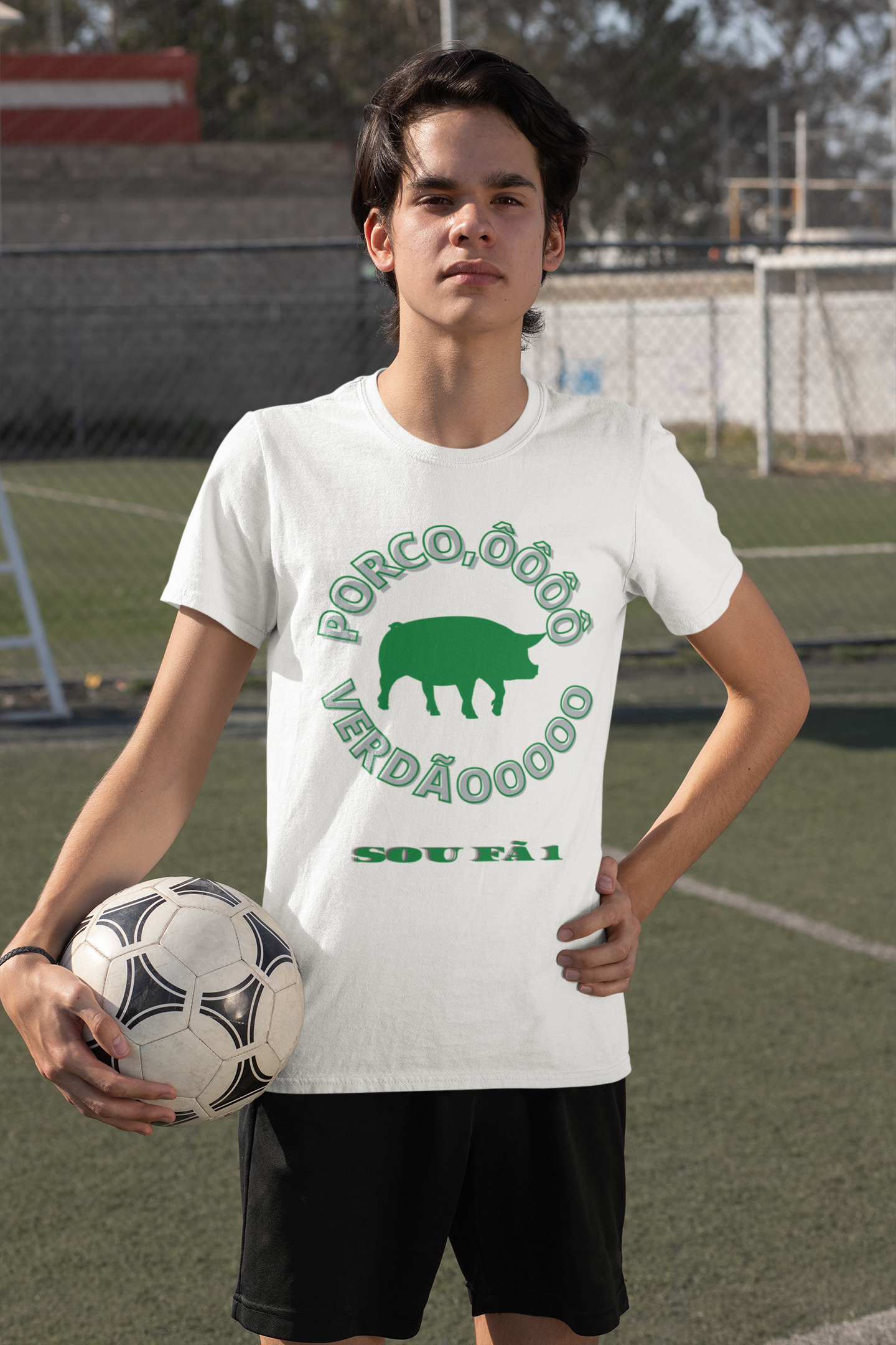 CAMISETA MASCULINA INFANTIL 10 A 14 ANOS  VERDÃO -SOU FÃ 1