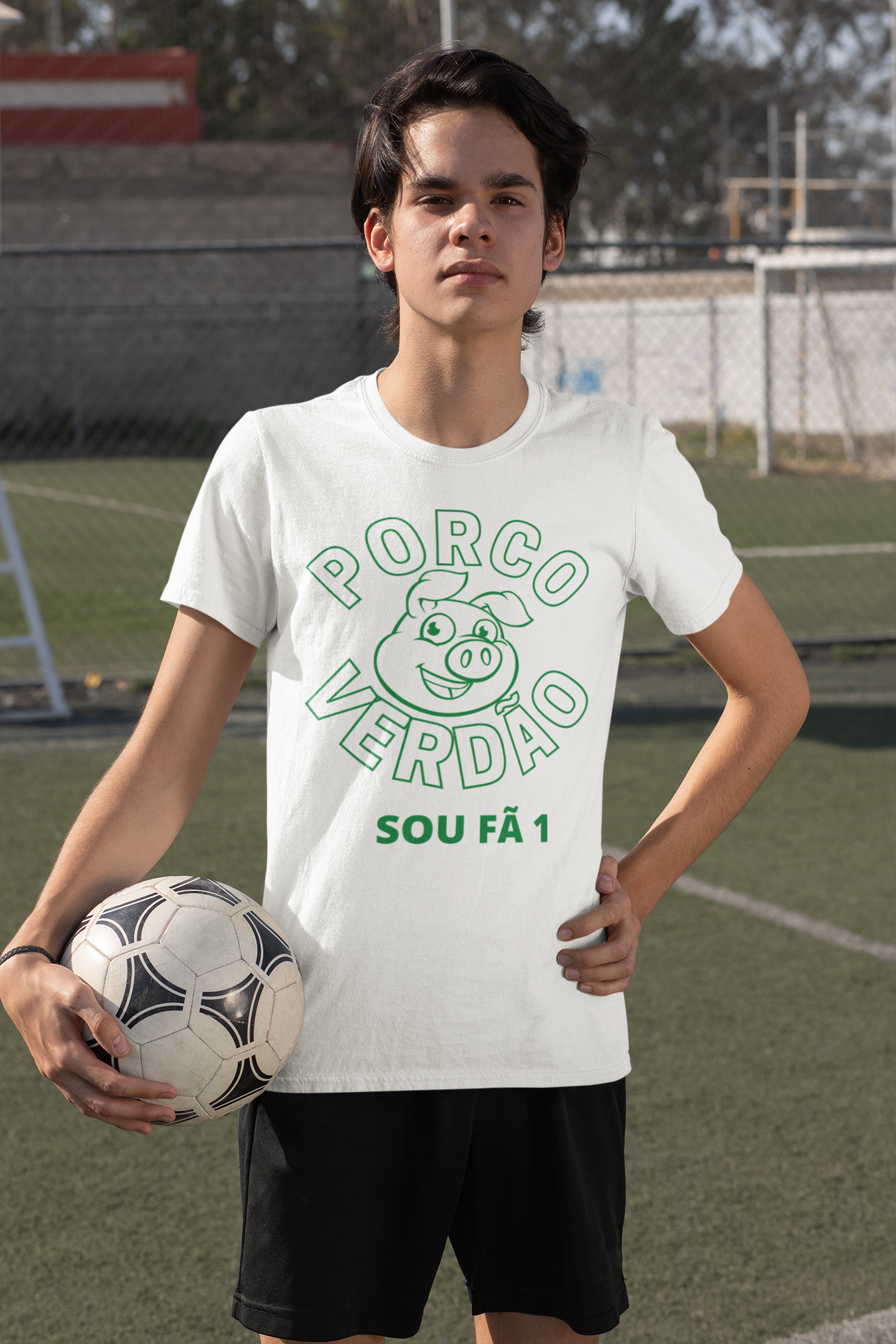 CAMISETA  MASCULINA INFANTIL 10 A 14 ANOS VERDÃO -SOU FÃ 1